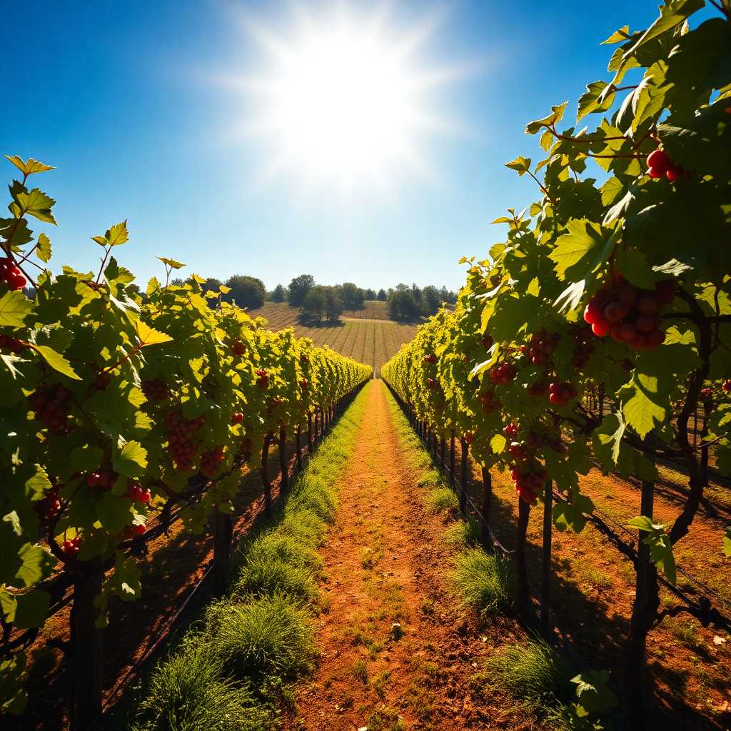 A vibrant vineyard under the sun