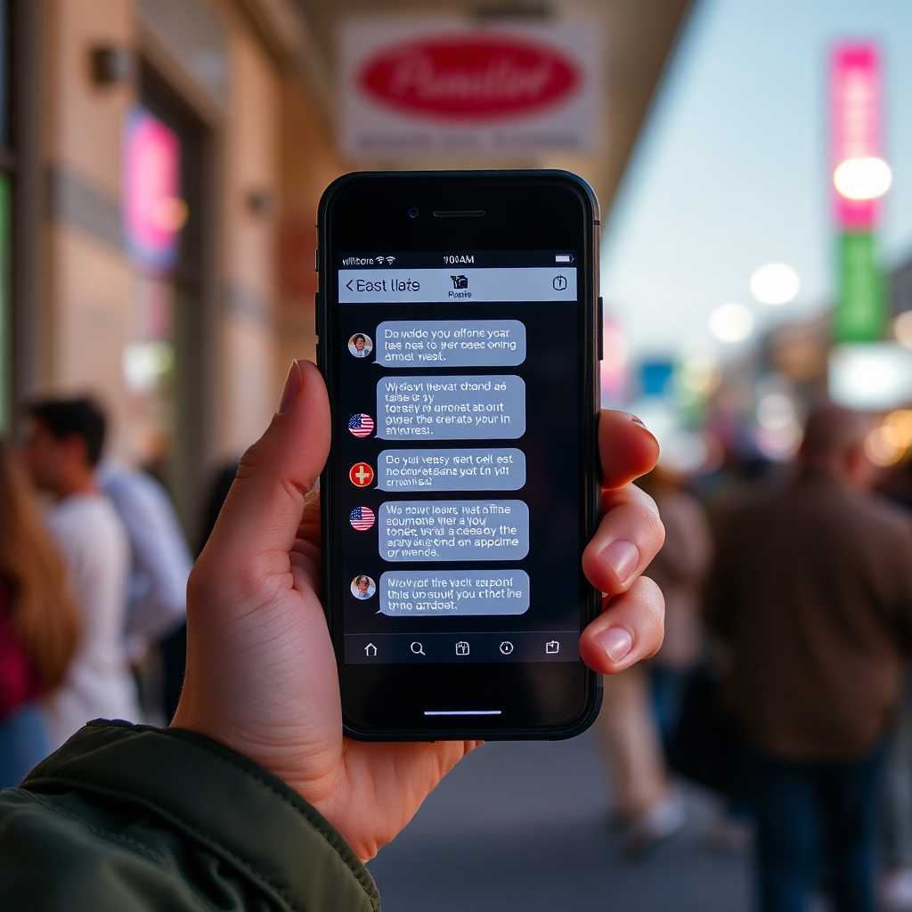 A mobile phone displaying real-time text responses.