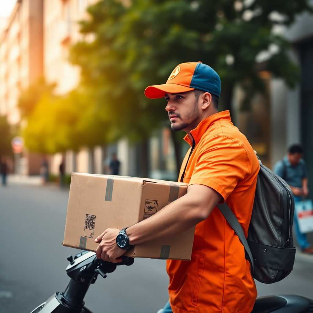 Courier driver with a delivery package