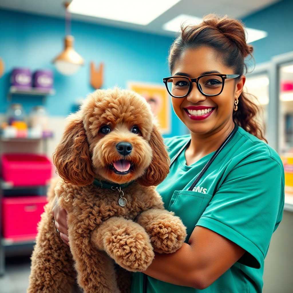 Happy Pet Daycare Customer with Poodle