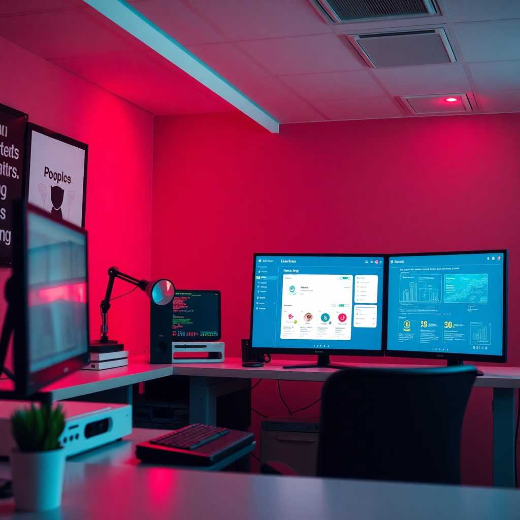 An IT desk setup with a simple, intuitive portal interface.