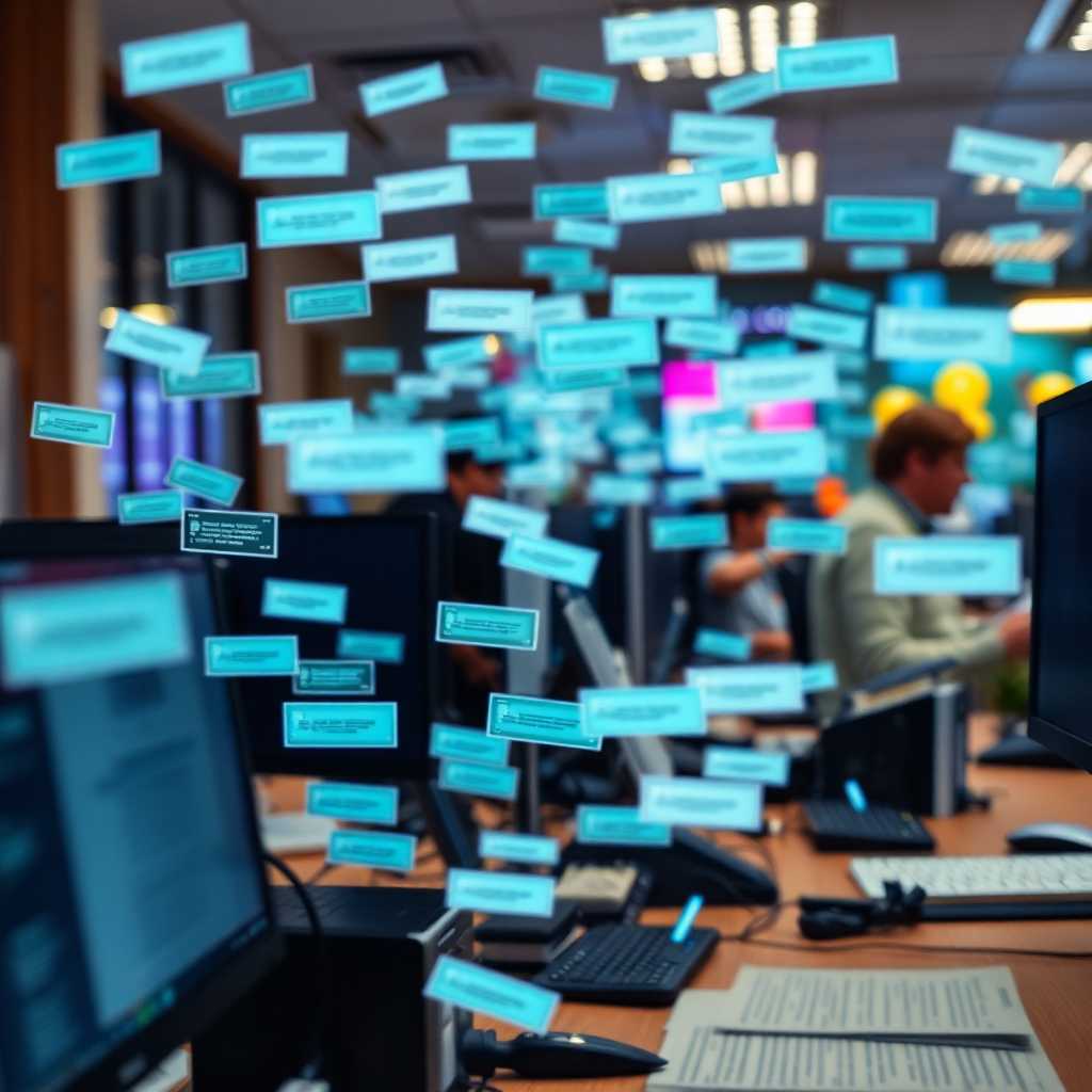 A flood of incoming texts on a busy work desk