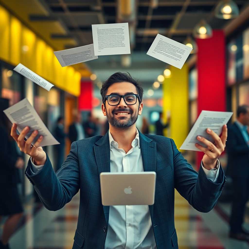 Business owner juggling multiple texts