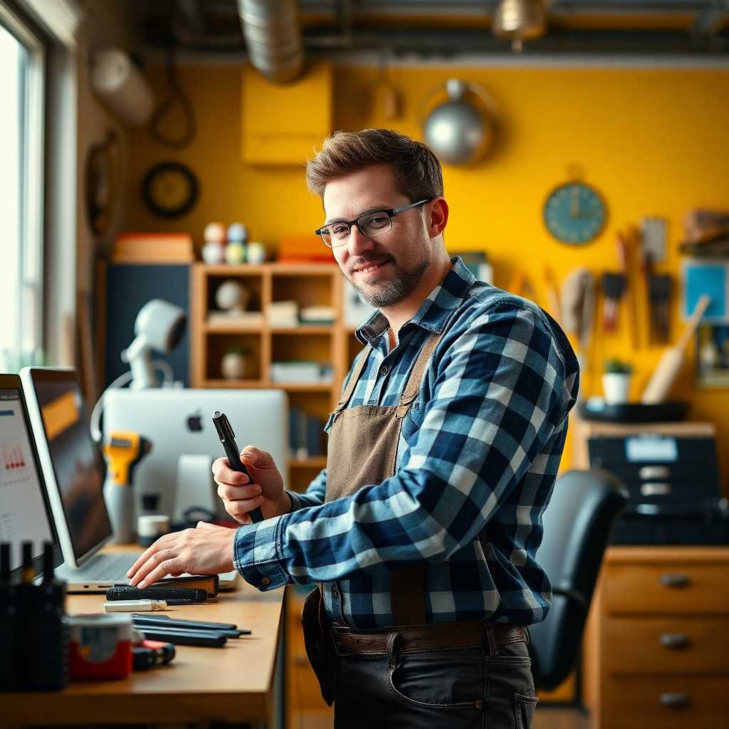 Caption about busy handyman office