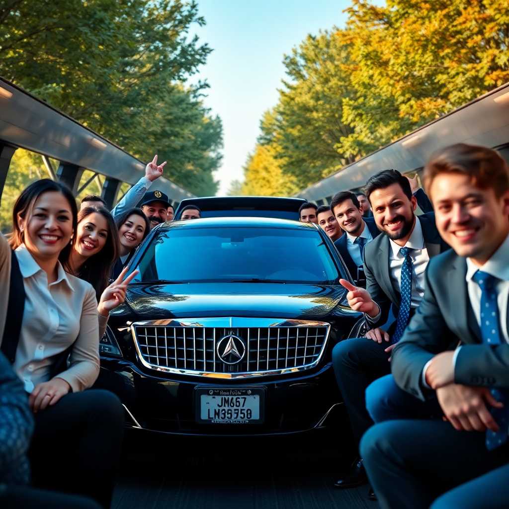 Enthusiastic limousine drivers gathering for a team meeting