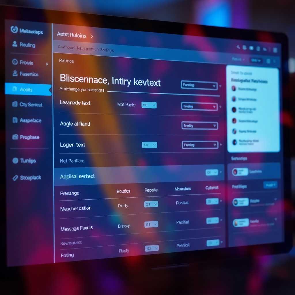 Screenshot of a digital dashboard showing message automation and routing settings.