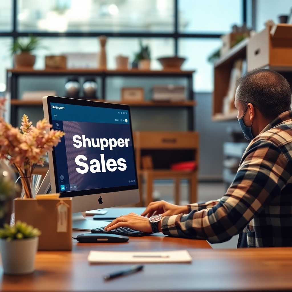 Shop owner using TextSupport Sales PRO on a desktop