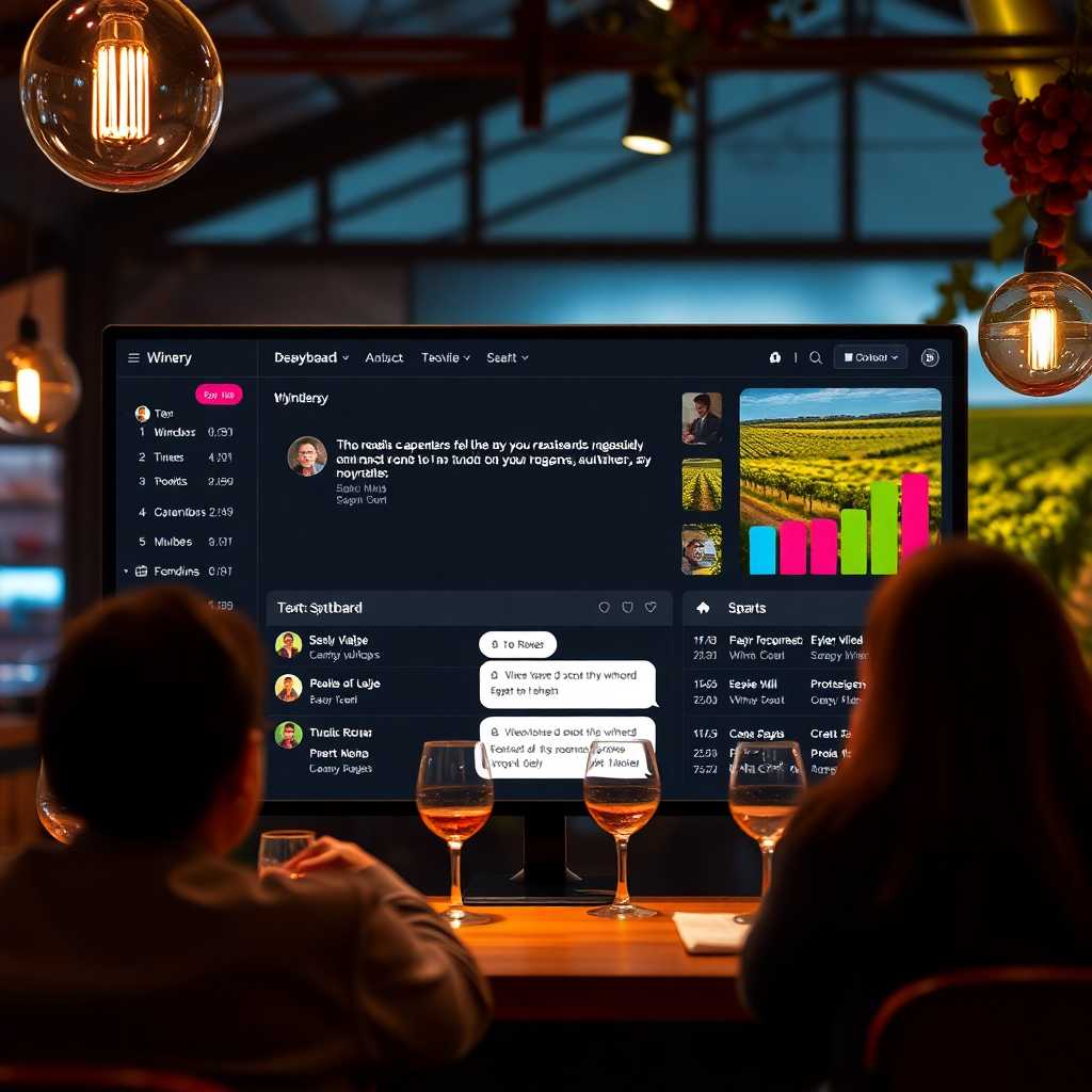 A sleek SMS dashboard displaying winery inquiries