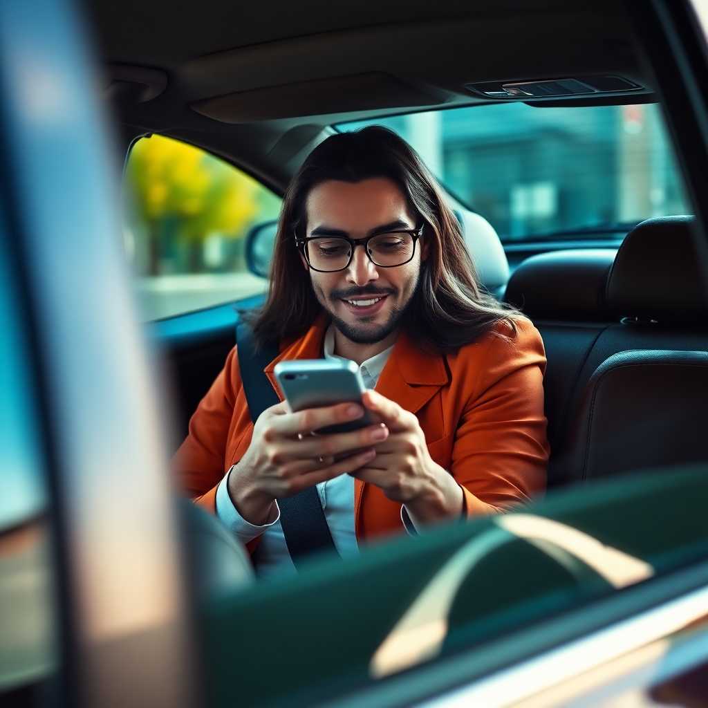 Customer receiving timely text update from chauffeur service