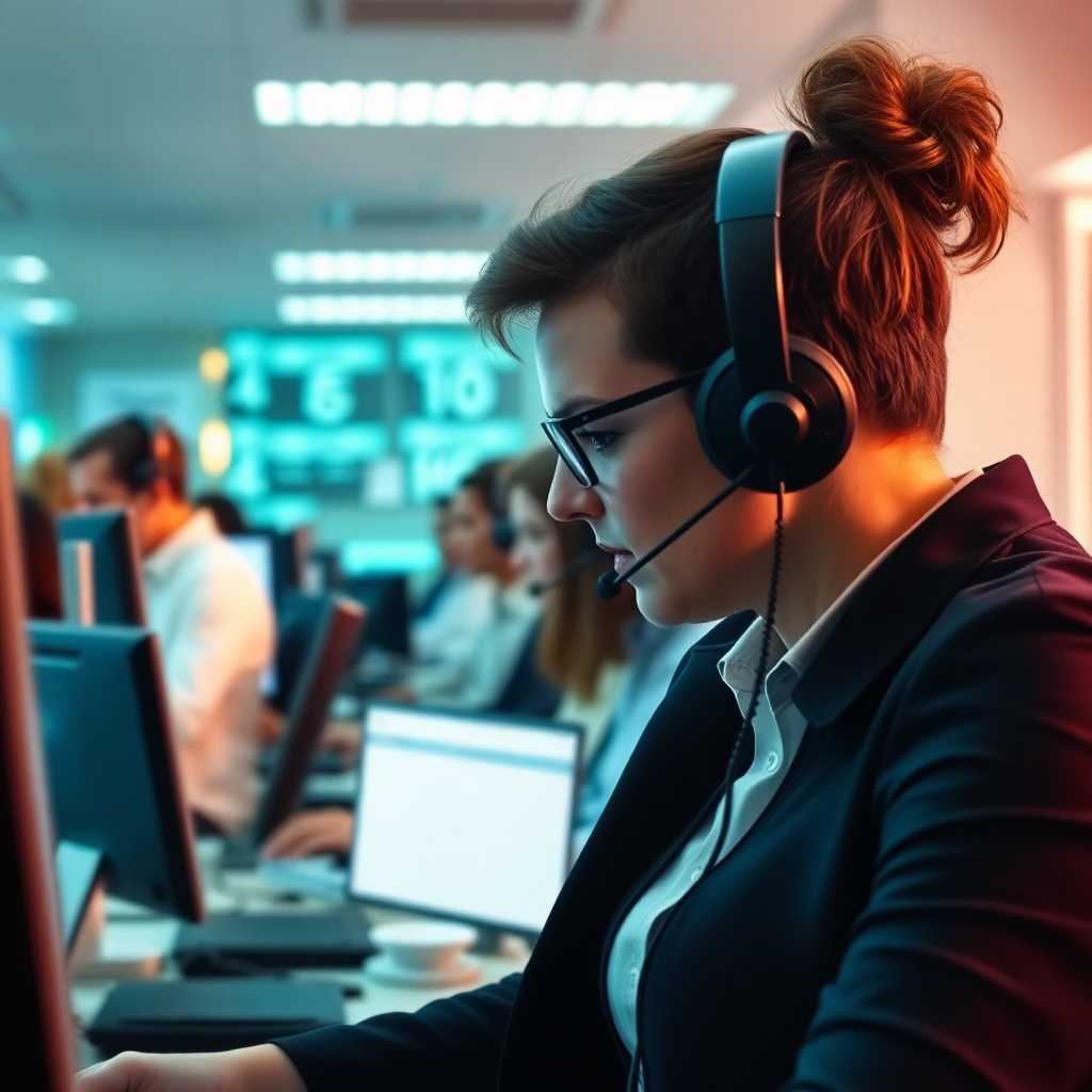 Busy Call Center Illustrating Overwhelmed Staff