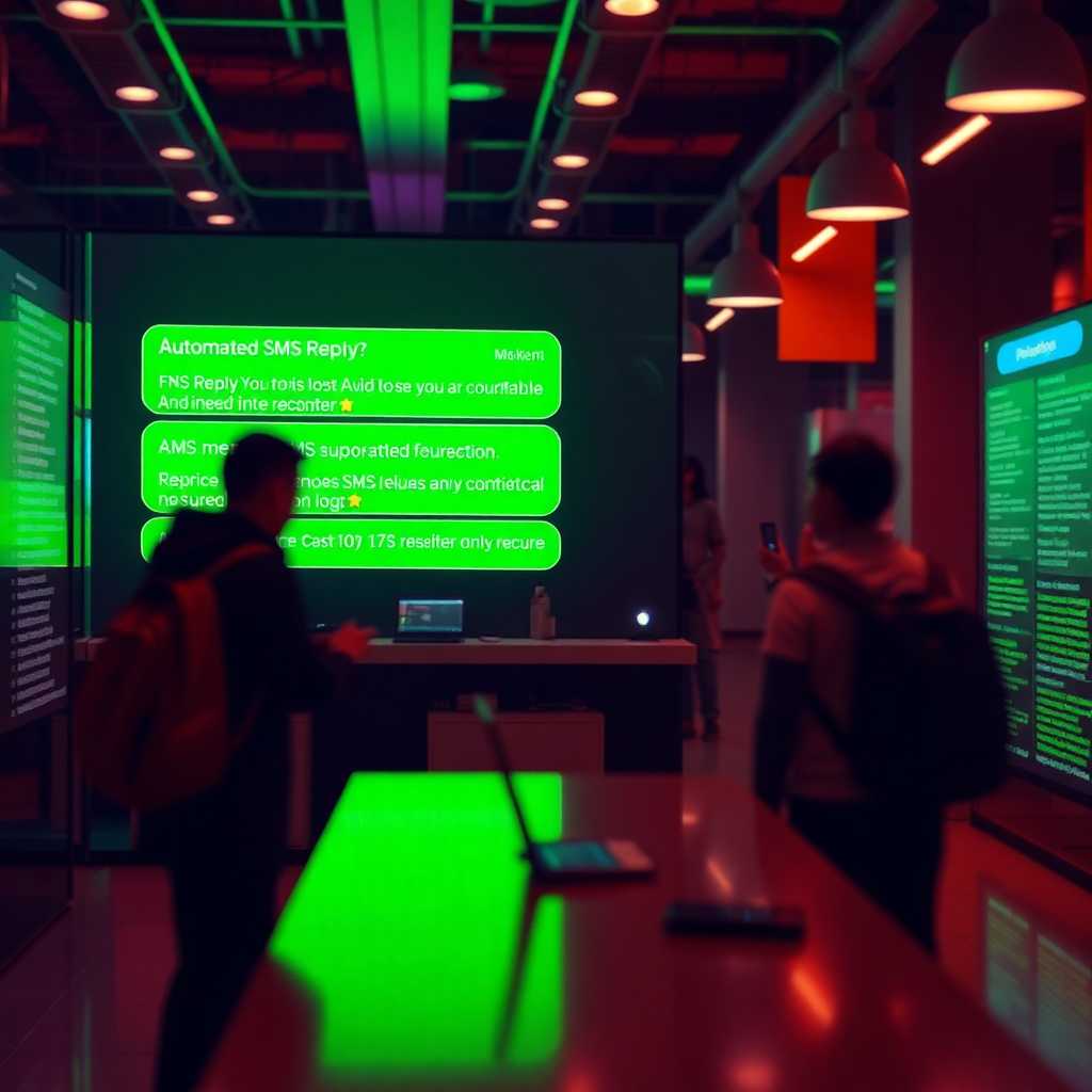 An engaging user interface displaying automated SMS replies and customer interaction logs