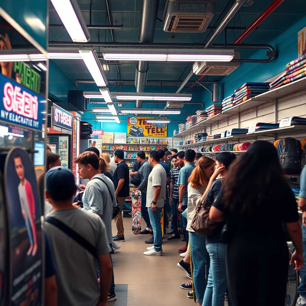 A busy skate rental shop with numerous incoming texts