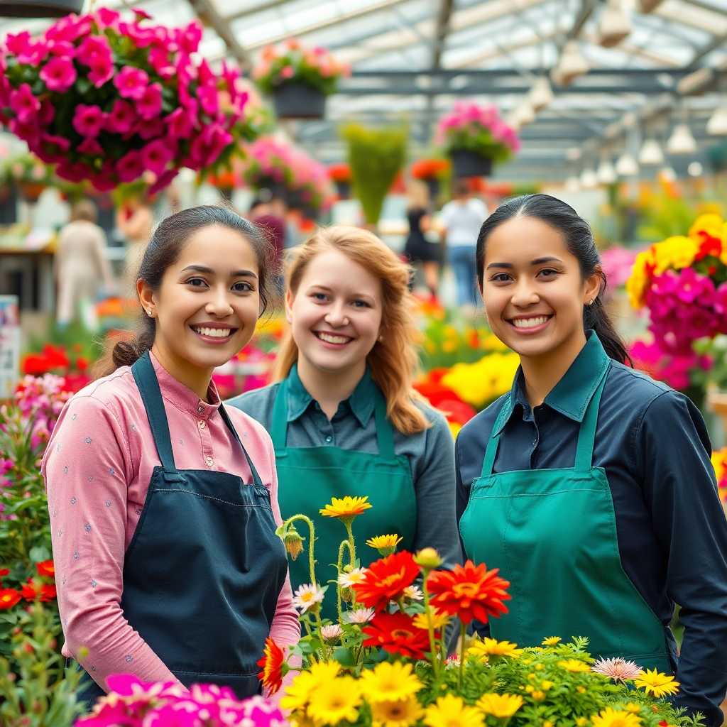 Smiling garden center staff