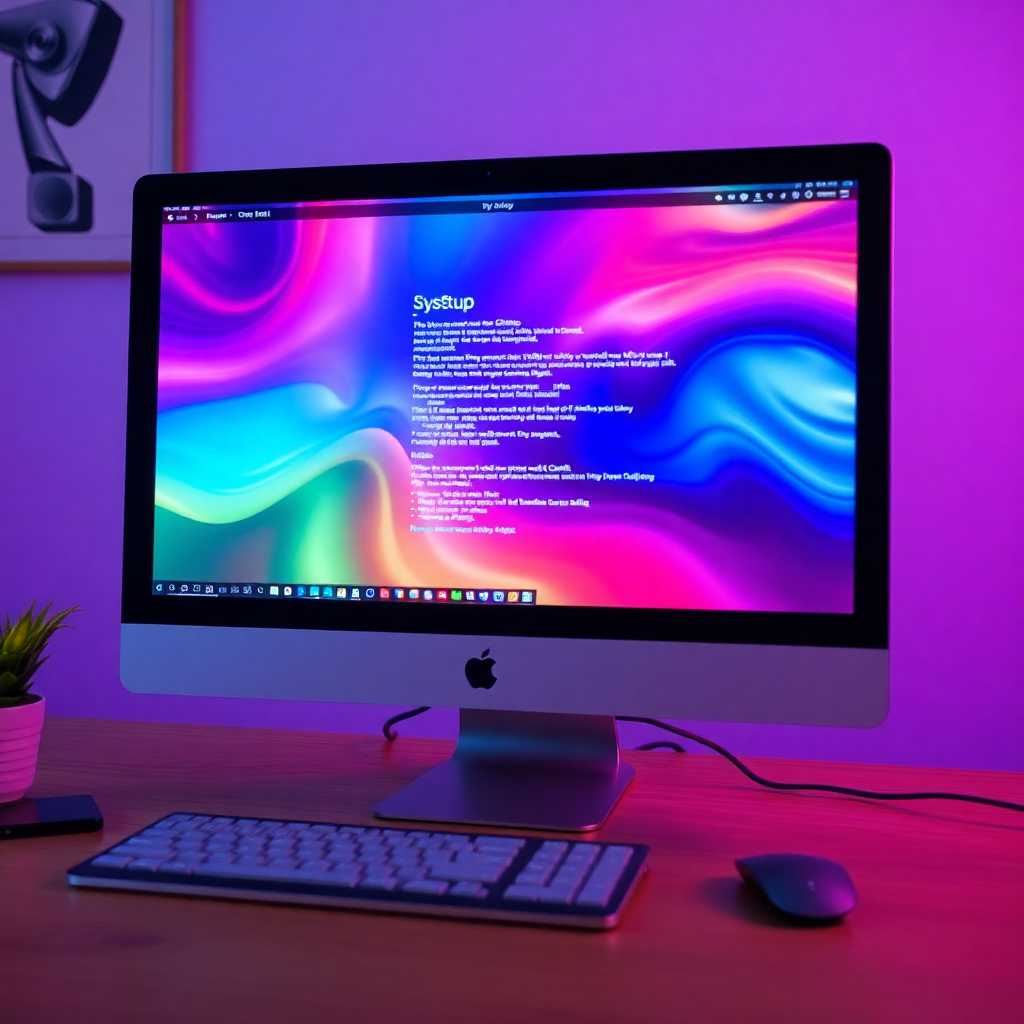 Setup process on a computer screen