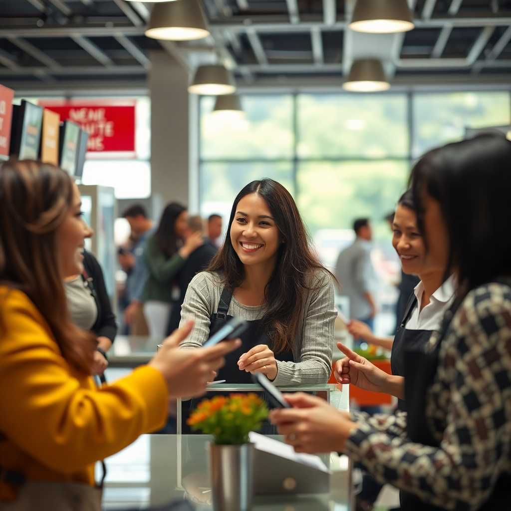 Customers receiving prompt service with visible satisfaction
