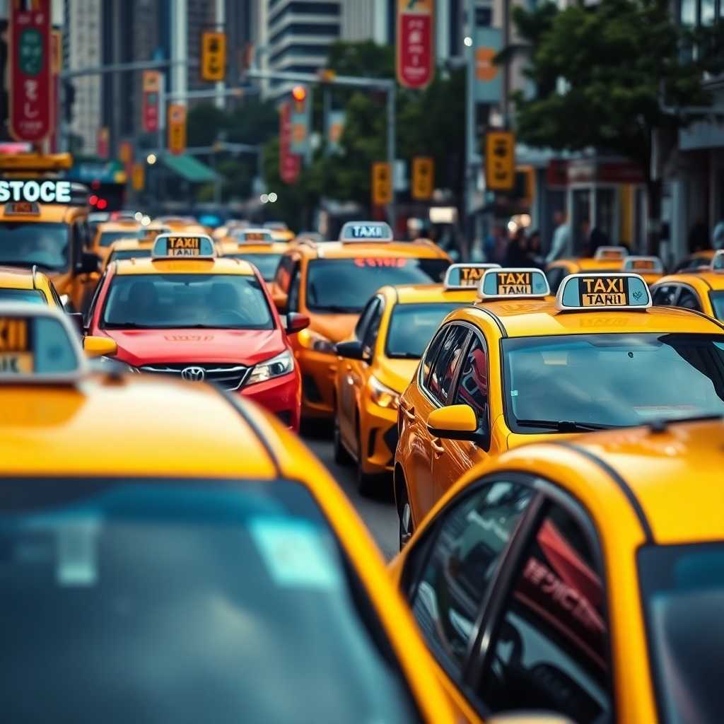 Taxi fleet using multi-language SMS in downtown scene