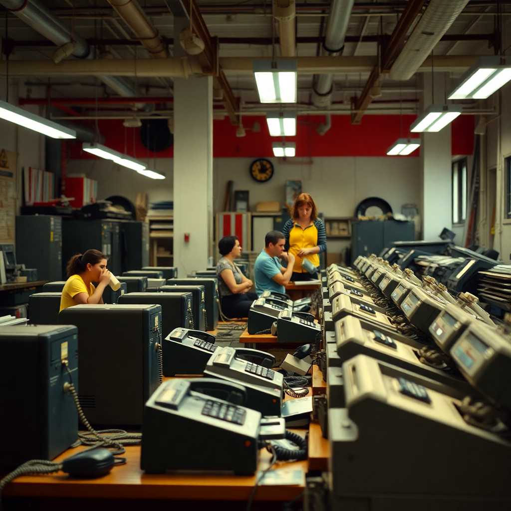 A busy print shop with ringing phones