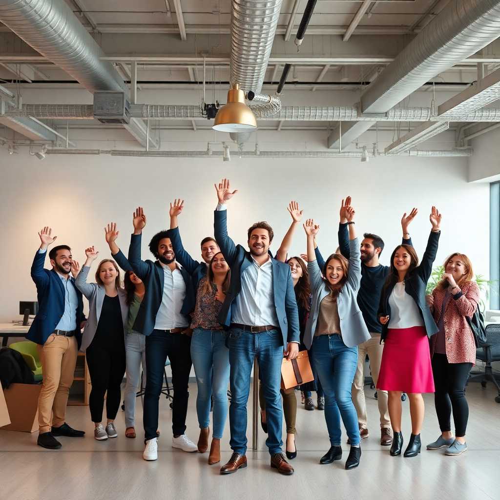 A design team celebrating success