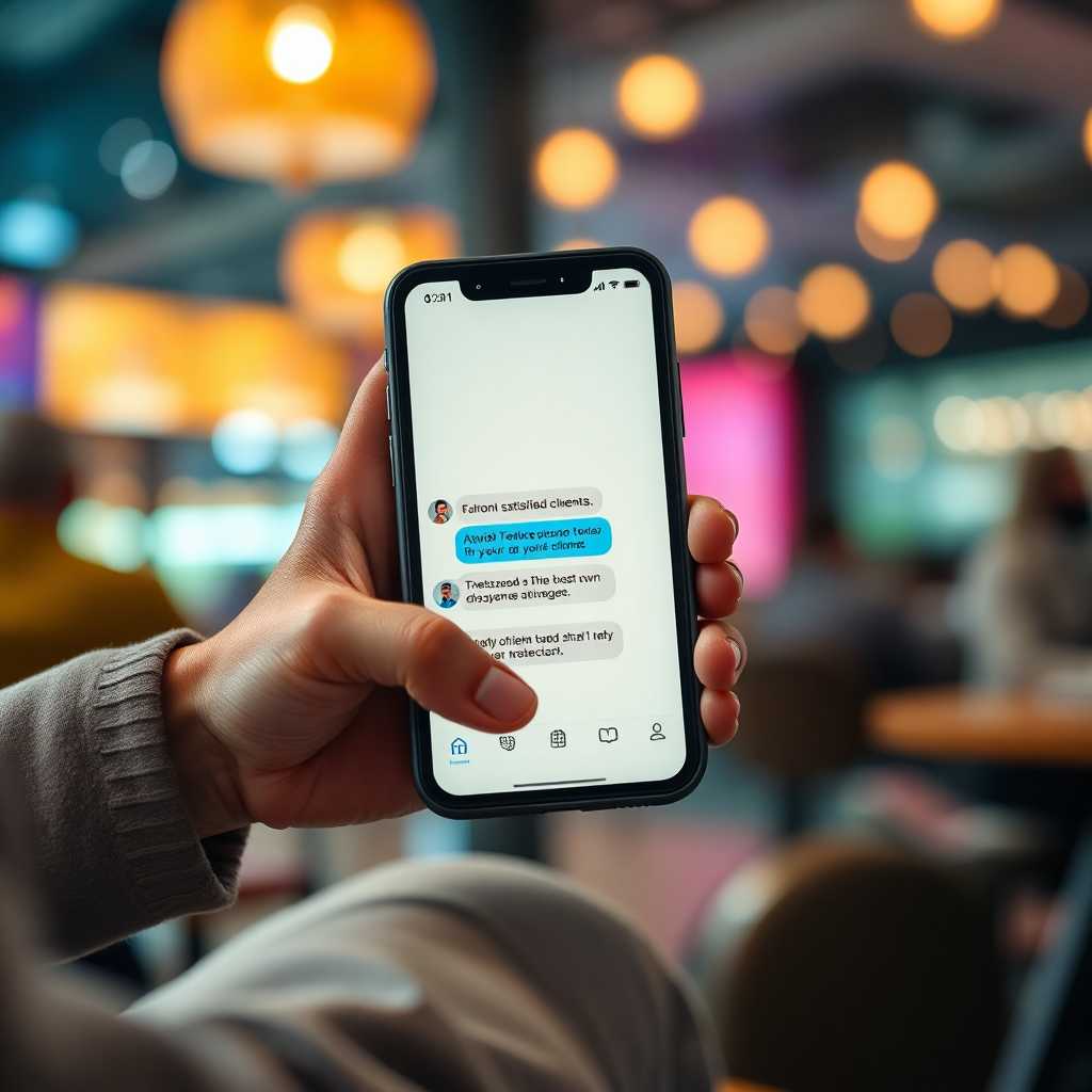 A mobile phone displaying incoming texts from satisfied clients