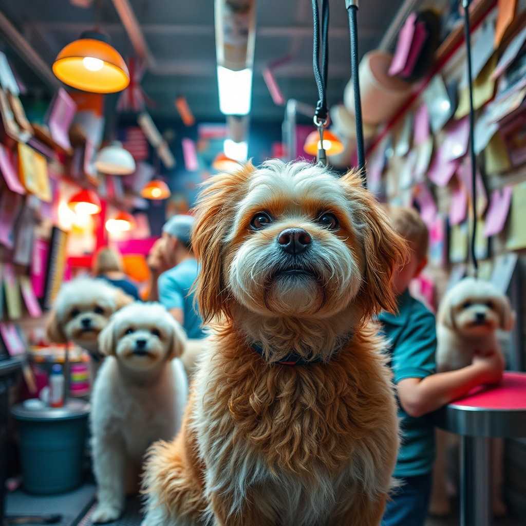 Busy pet grooming day amidst a flurry of messages