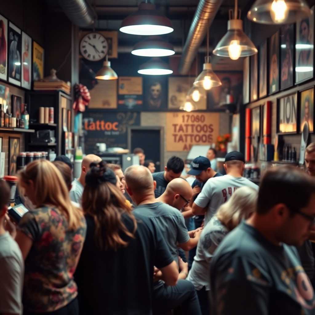 Tattoo Studio with bustling activity
