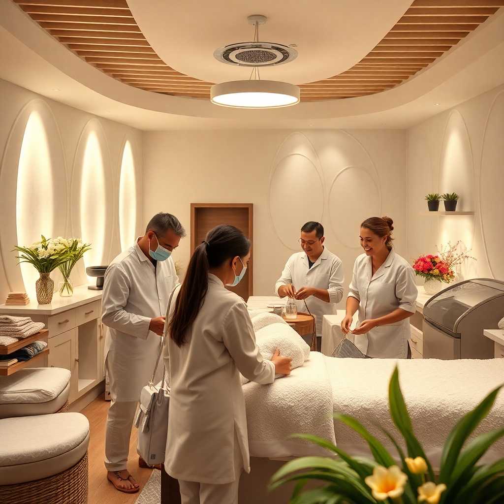 A serene spa setting, showcasing smooth operations and happy clients