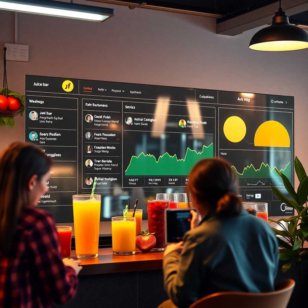A streamlined digital dashboard showing active customer chats from a juice bar