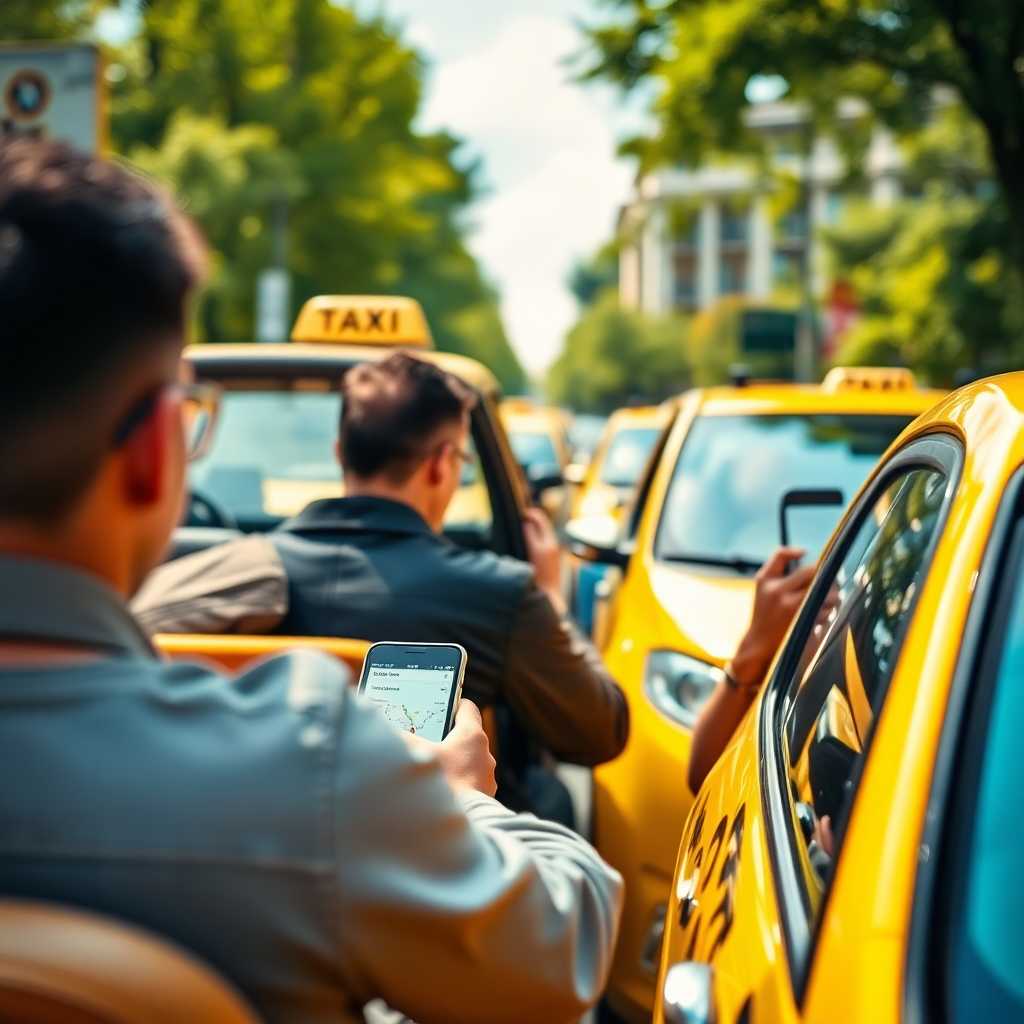 Taxi drivers using mobile apps powered by TextSupport Sales PRO