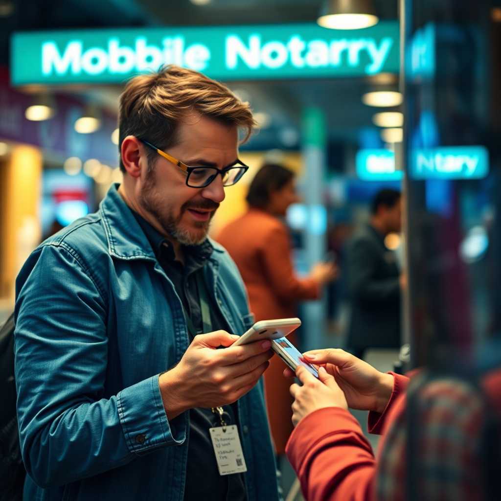 Mobile Notary customer interacting with phone service