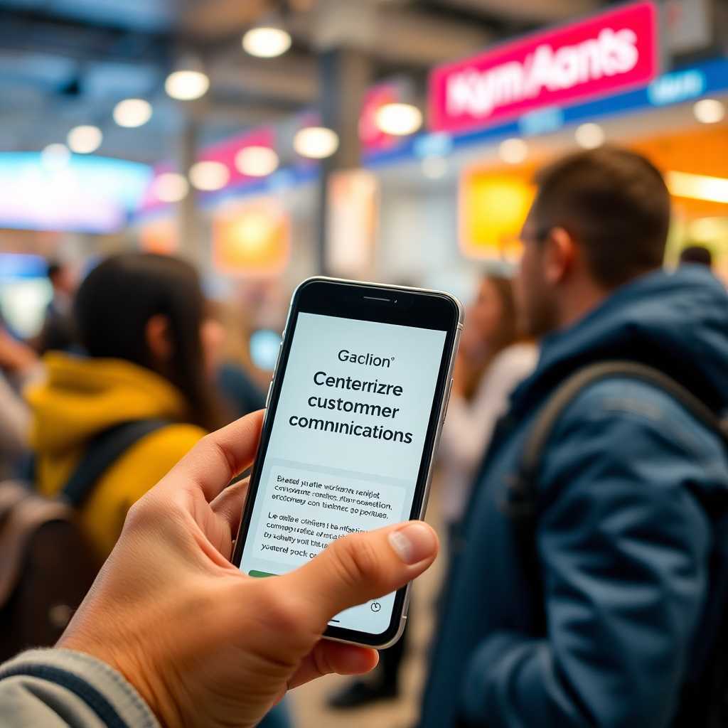 A sleek mobile interface showing centralized customer communications