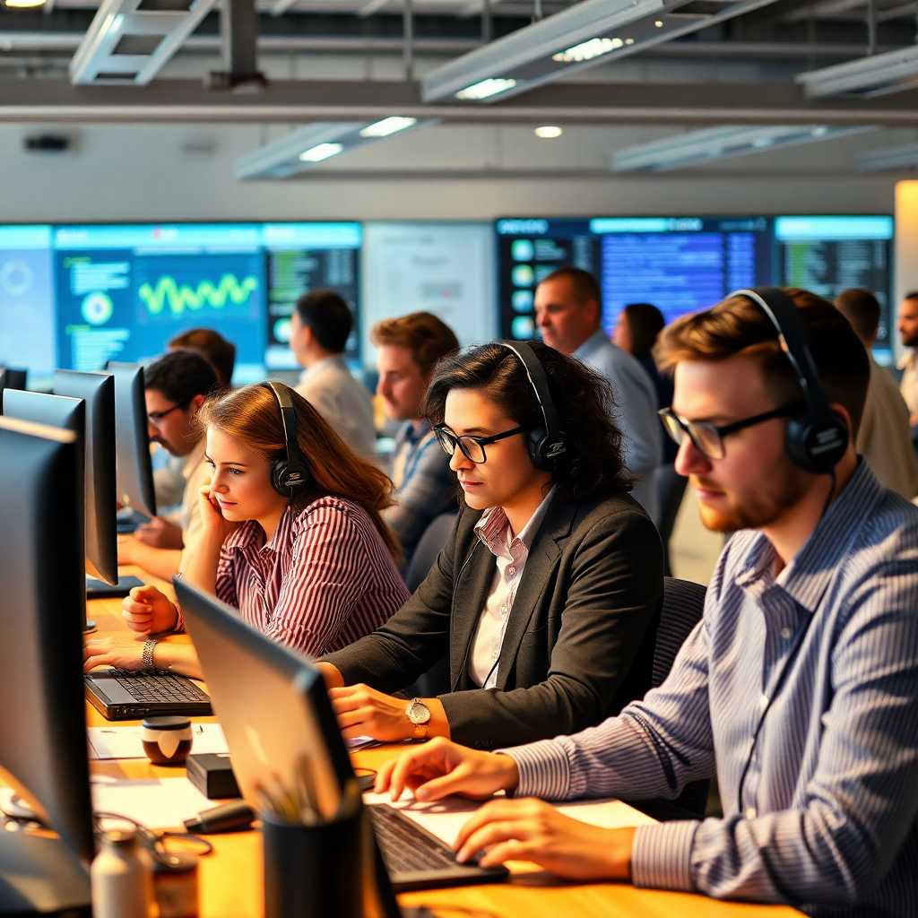 Busy SEO agency staff handling multiple client requests