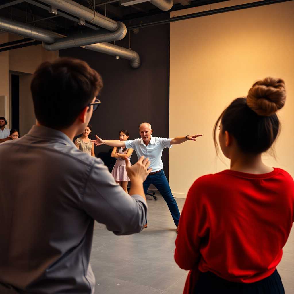 Tutorial session with instructor and students focusing on a dance move