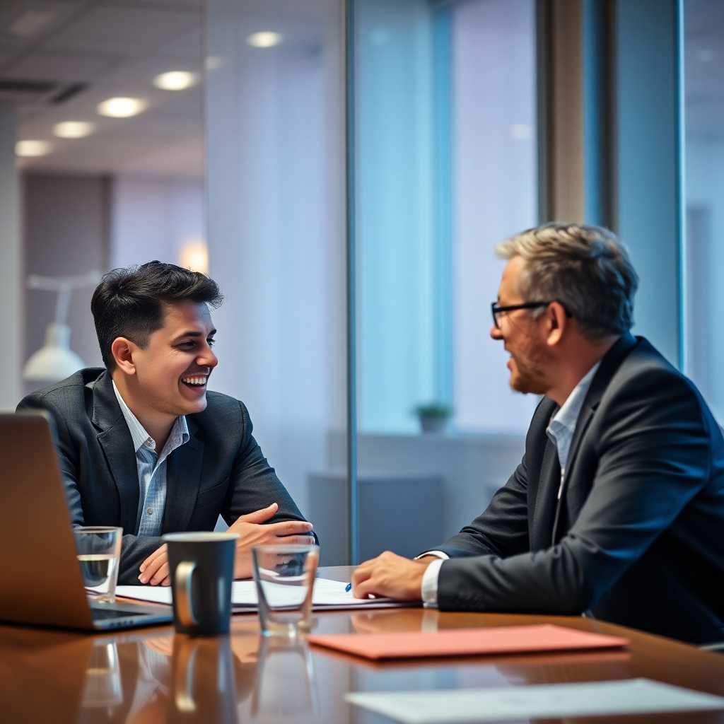 Satisfied consultant engaged with a client at a conference table