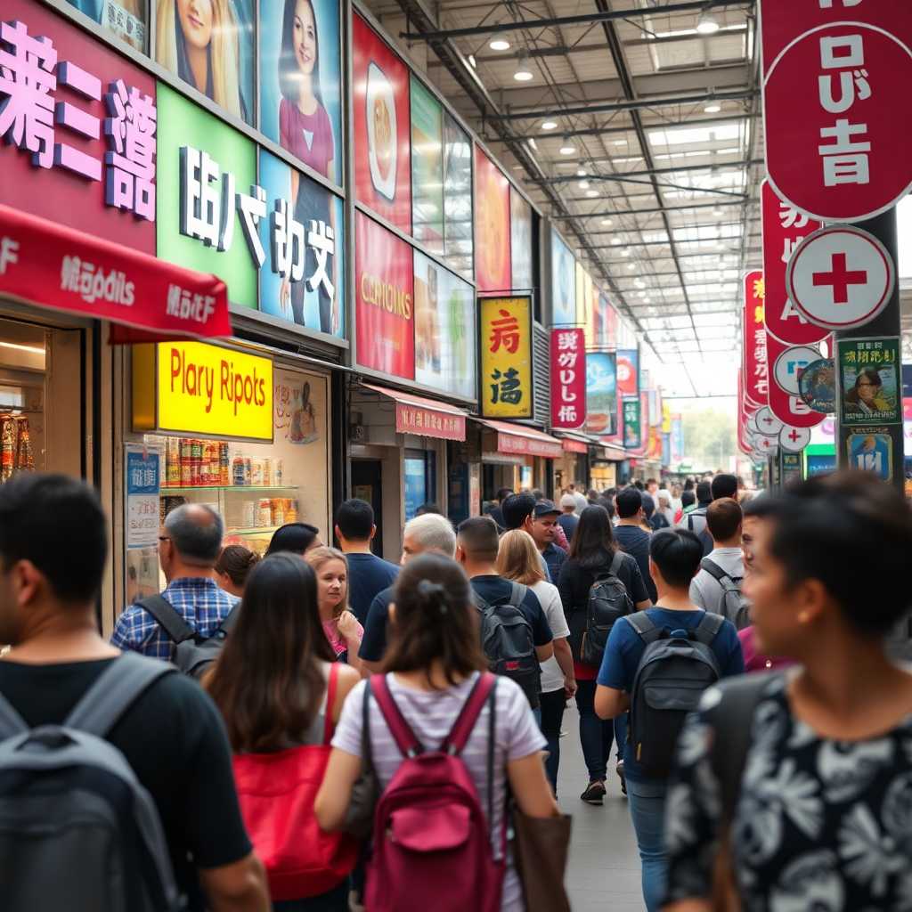 Busy storefront with high customer traffic