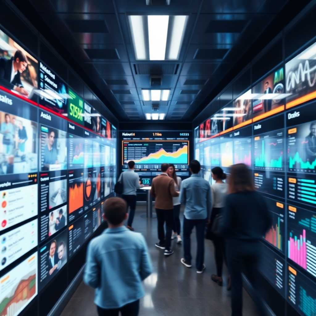 Digital dashboard displaying real-time gallery communication metrics