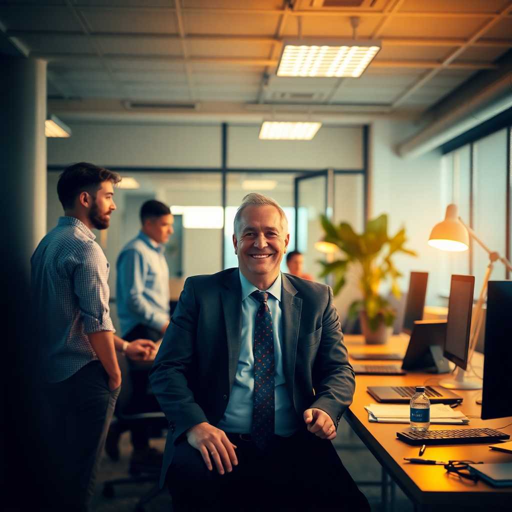 Office setting showing a successful business owner
