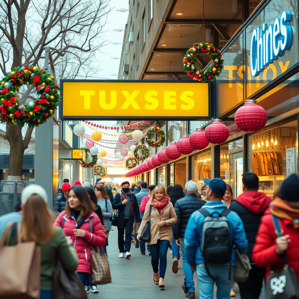 Busy storefront during event season