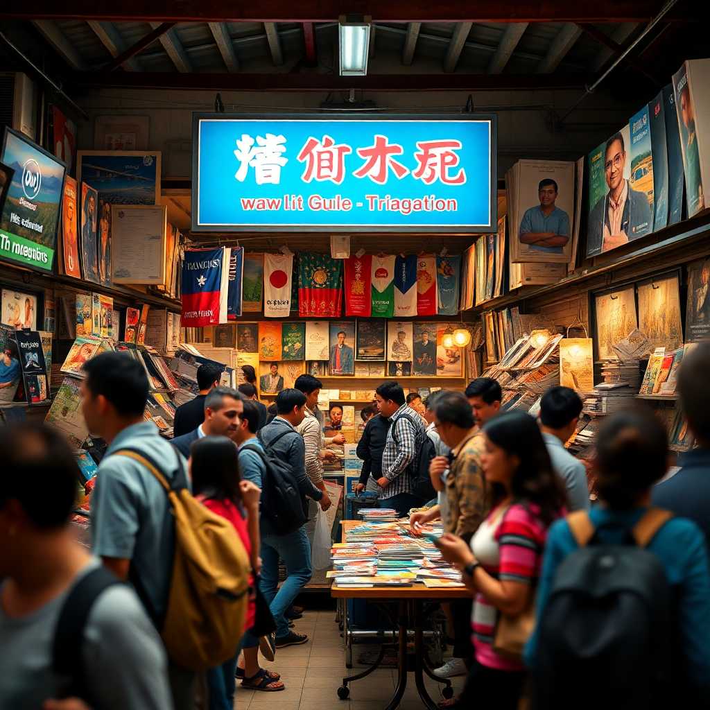 Busy local travel guide office during peak season