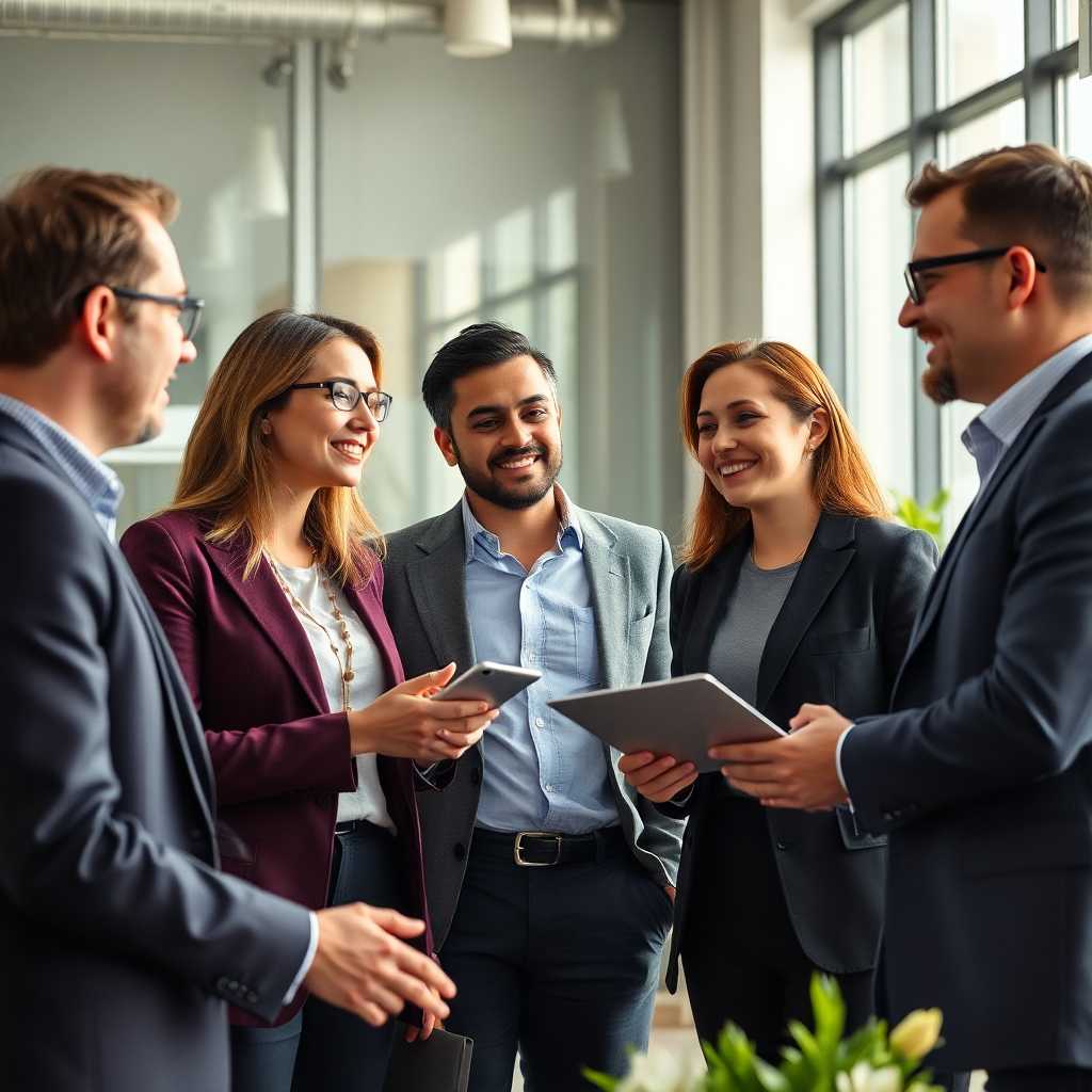Successful business owner meeting satisfied clients