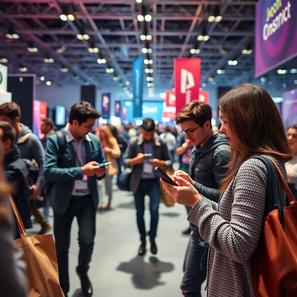 Customer rushing to check texts amid event setup
