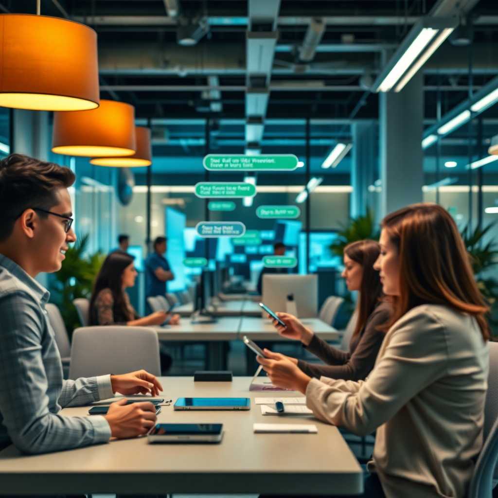 Seamless integration of SMS technology displayed in a modern office setting.