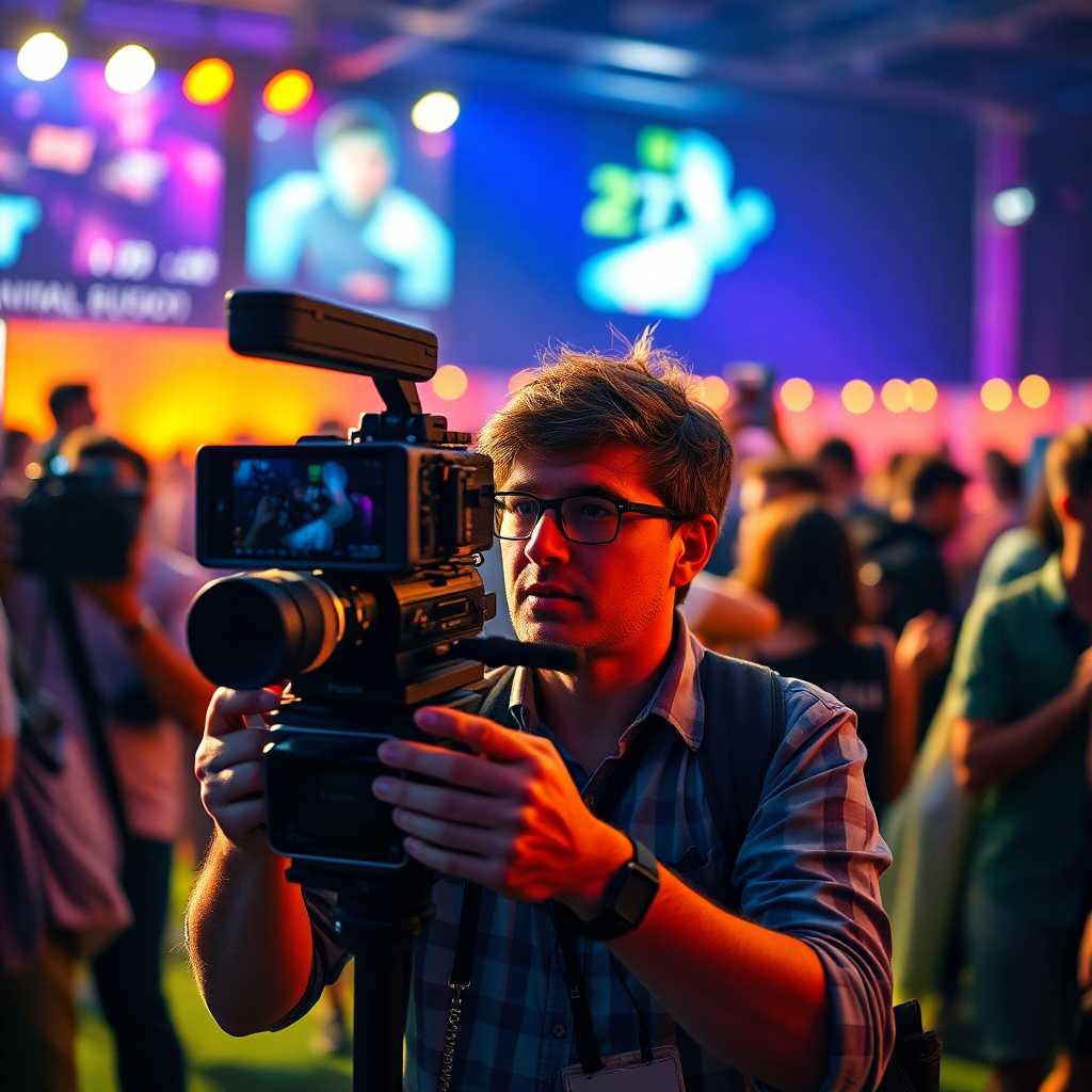 An event videographer overwhelmed by incoming texts on set.