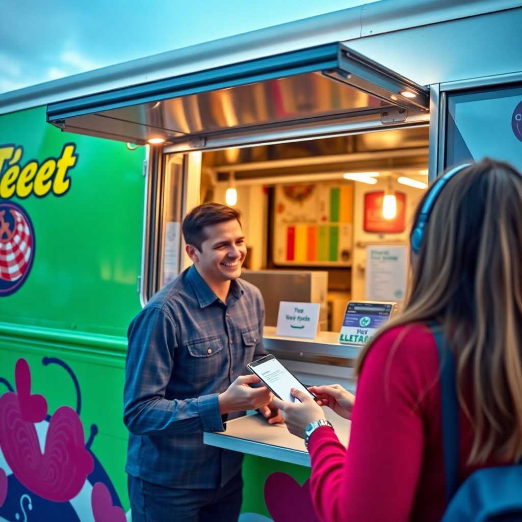 A happy customer receiving an automated response from their favorite food truck