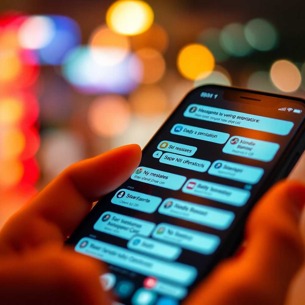 Close view of a smartphone with numerous message notifications