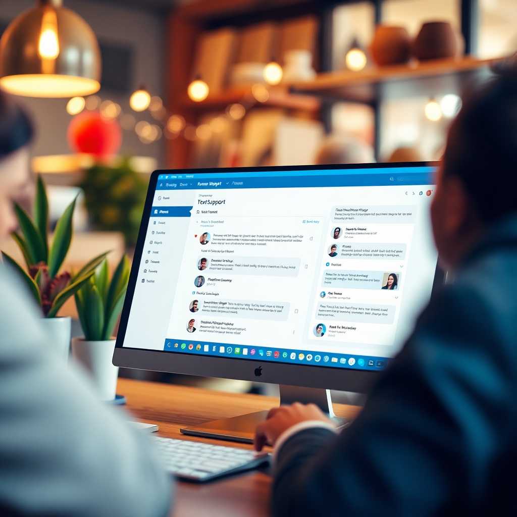 A desktop view of TextSupport portal with real-time customer interactions