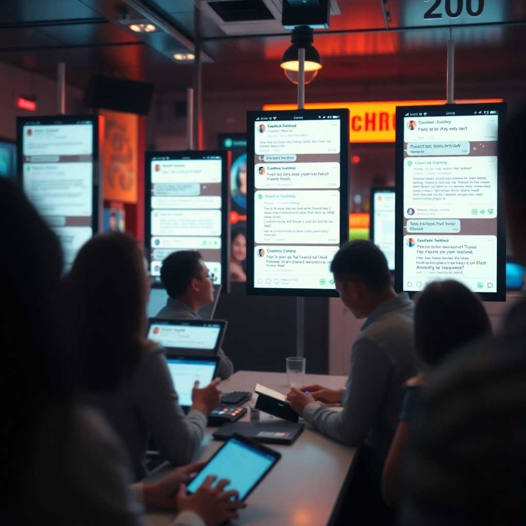 A flurry of incoming texts displayed on multiple screens