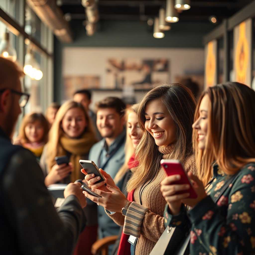 Happy customers texting a dedicated business number