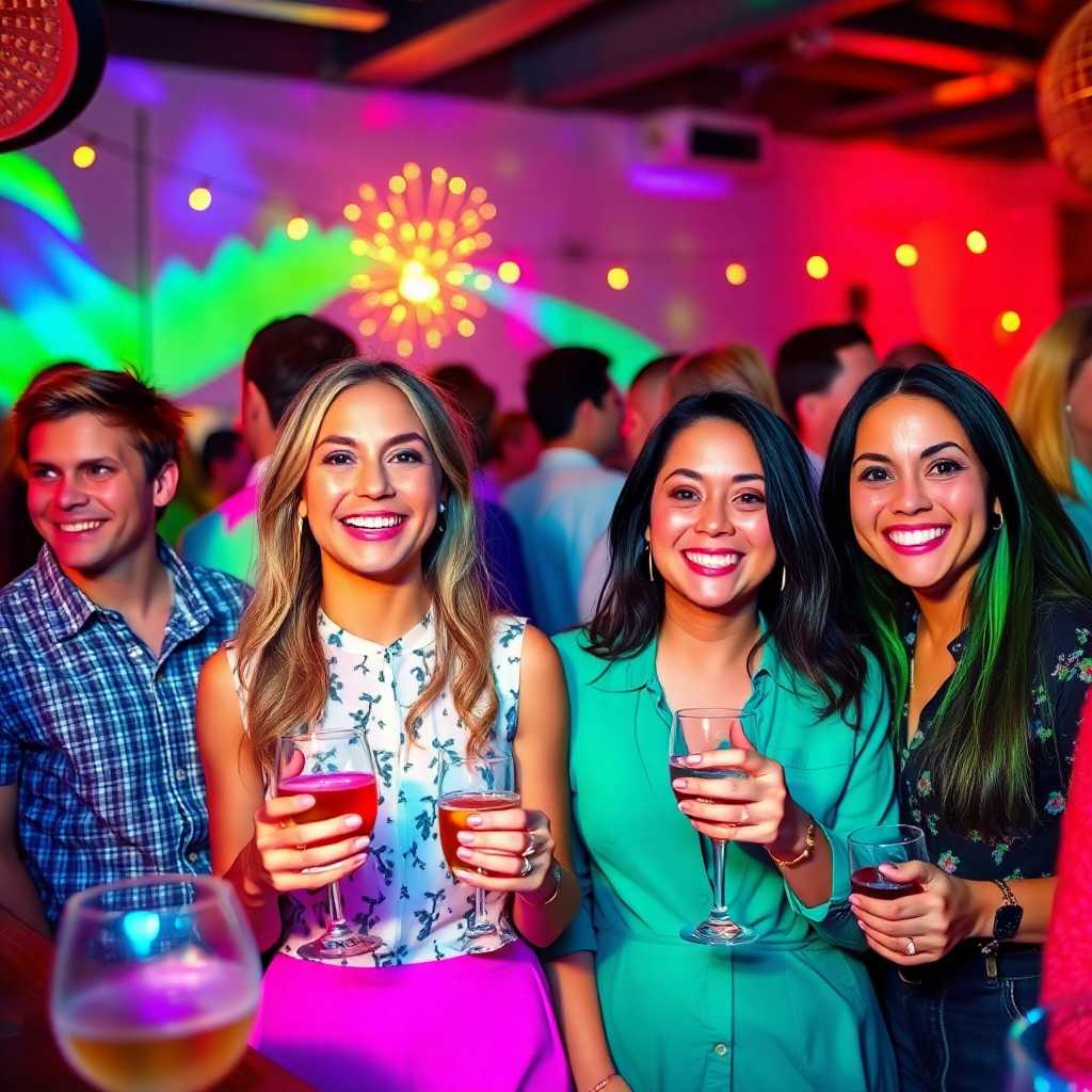 Smiling clients at a party