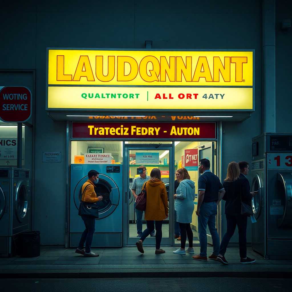 Busy Laundromat Storefront Inviting Customers for Timely Service Solutions