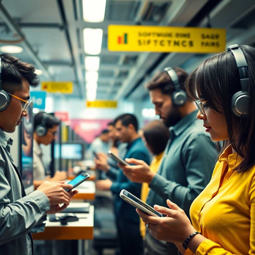 A bustling software firm handling multiple inquiries through SMS